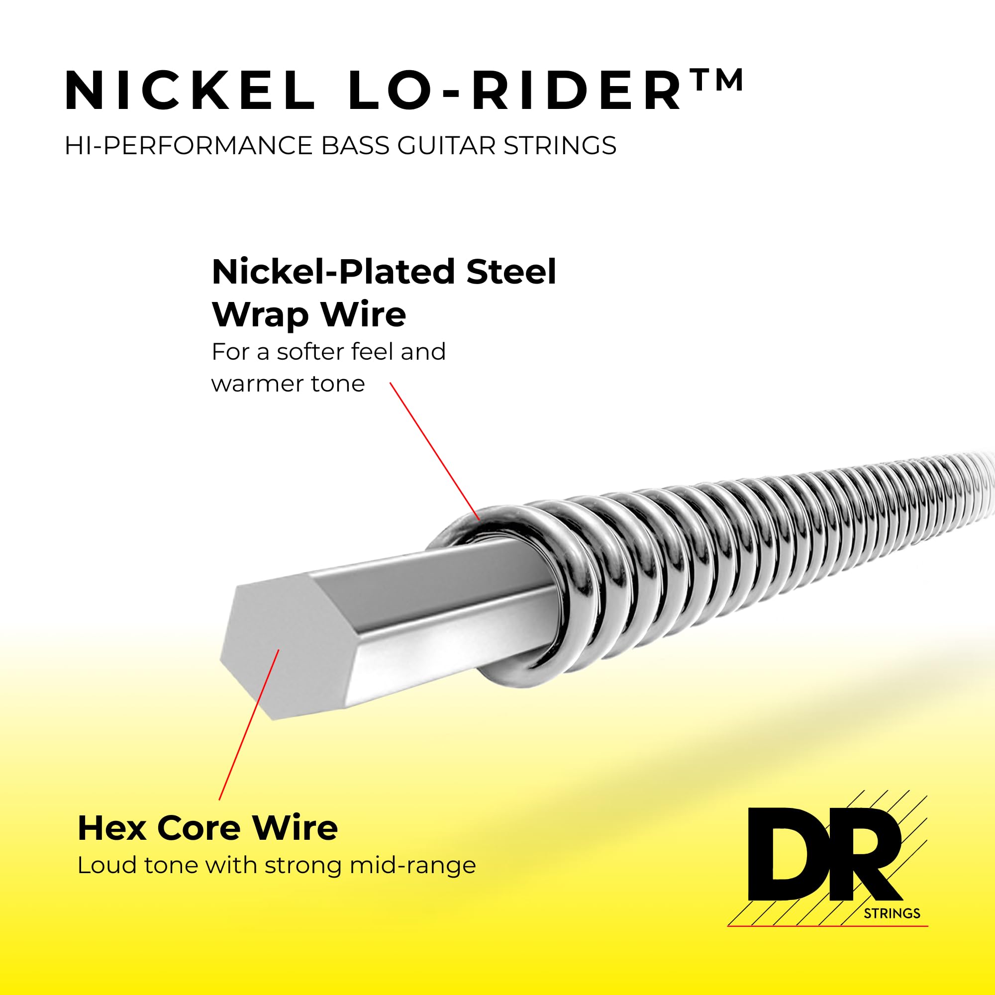 Amazon.com: DR Strings Nickel Lo-Rider - Nickel Plated Hex Core